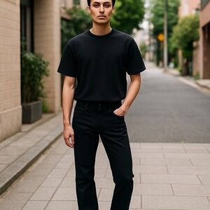 CLENCH Jeans‎ Vtg M Goth Rocker Skater Black Contrast Stitching 42/30.5